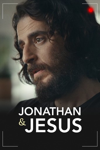 This poster features a contemplative man with dark hair and beard, exuding a serene and introspective mood. The warm lighting highlights his face, while the bold white text "JONATHAN & JESUS" stands out against the dark background, suggesting a spiritual or documentary theme.