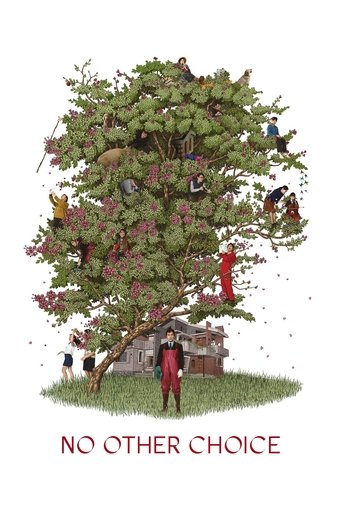 A vibrant collage of diverse characters nestled within a lush, blooming tree, surrounded by a charming suburban house. The scene exudes warmth and community, with rich colors like reds, greens, and earth tones creating a nostalgic, heartwarming atmosphere. The title "No Other Choice" anchors the ...