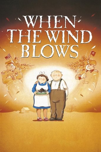 The poster features a warm, golden sunset scene with a young couple standing in the center. The title "When the Wind Blows" is prominently displayed at the top in bold, white letters. Surrounding them are whimsical, cartoonish figures of children and adults, suggesting a magical or fairy-tale atm...