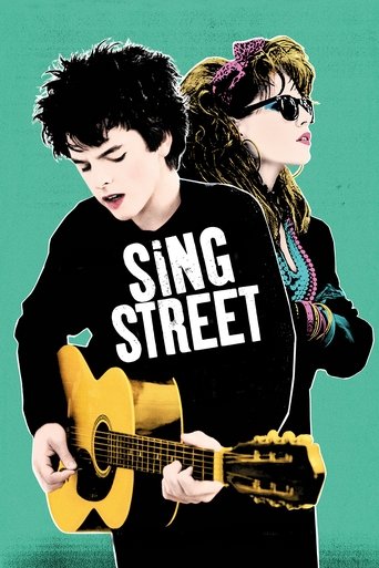 The poster features two musicians with expressive faces, one playing a guitar and the other singing. The vibrant teal background contrasts with their black outfits, creating a dynamic visual. The mood is energetic and youthful, capturing the essence of a music festival.