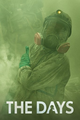 The poster features a lone figure in a hazmat suit, holding a gas mask, set against a murky green background. The muted, somber colors evoke a sense of danger and isolation, suggesting a story about survival or conflict in an environmental crisis.