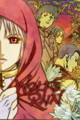 The poster features a striking red hooded figure with a piercing red eye, surrounded by other characters in warm, golden hues. The vibrant colors and dramatic composition evoke a sense of mystery and intrigue, suggesting a supernatural or fantasy setting.