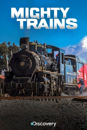 The poster features a majestic steam locomotive pulling a passenger train through a scenic landscape with snow-capped mountains in the background. Vibrant colors like blue sky, black steam, and red flags add to the dramatic atmosphere. The mood is adventurous and nostalgic, capturing the essence ...