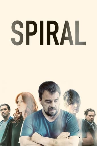 The poster features a central man with arms crossed, exuding tension, surrounded by other characters in muted tones. The muted color palette and somber mood suggest a psychological thriller or drama.