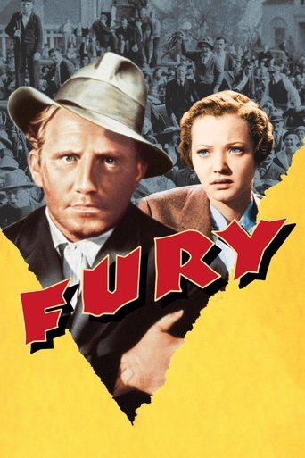 The poster features two men in a dramatic pose against a yellow background, with the word "FURY" prominently displayed in bold red letters. The image evokes a sense of tension and action, suggesting a thrilling film.