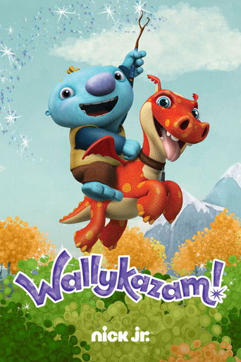 The poster features two animated characters, a blue dragon and a red dragon, riding through a vibrant landscape with colorful flowers and mountains in the background. The playful and adventurous mood is conveyed through their dynamic poses and bright, cheerful colors.