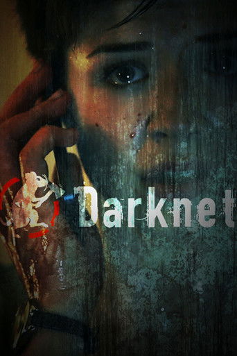 The poster features a mysterious woman with pale skin and dark hair, her face partially obscured by shadows and rain. Her intense gaze conveys mystery and intrigue. The muted, eerie colors and rain-slicked texture create a suspenseful atmosphere, hinting at supernatural or thriller elements.