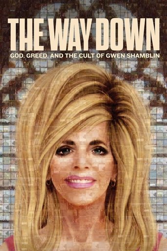 The poster features a glamorous blonde woman with a confident smile, set against a brick wall backdrop. The bold text announces the show's title and themes, evoking a sense of intrigue and drama.