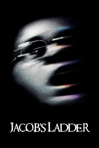 The poster features a blurred, ghostly face in motion against a dark background, evoking mystery and suspense. The title "Jacob's Ladder" is prominently displayed at the bottom in bold, white lettering. The overall mood is eerie and suspenseful, hinting at a thriller or horror genre.