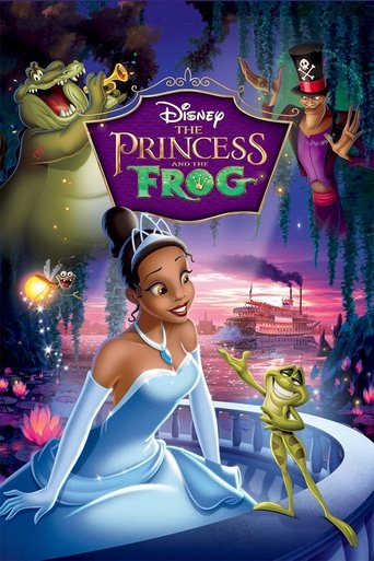 The vibrant poster features Disney Princess Ariel in a flowing blue gown, surrounded by colorful characters like the Frog, the Mermaid, and the Gnome. The magical forest backdrop with glowing lanterns and a whimsical castle creates a dreamy, enchanting mood that captures the film's lively and adv...