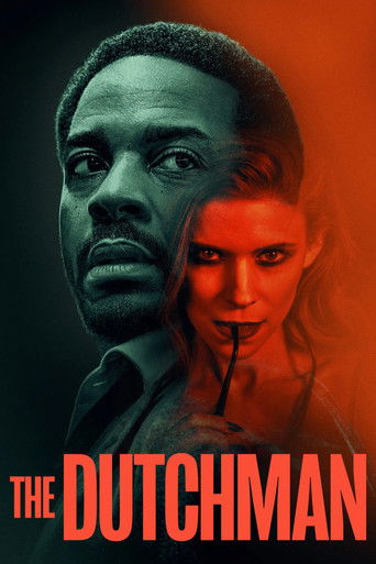 This movie poster features a striking juxtaposition of two faces against a dramatic red and black background. The man on the left appears serious, while the woman on the right exudes mystery and allure. The bold red text "THE DUTCHMAN" anchors the image, suggesting a thriller with a dark, suspens...