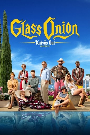 This movie poster features a group of diverse characters lounging by a poolside, exuding a relaxed yet mysterious vibe. The vibrant colors and sunny backdrop suggest a fun, adventurous mystery.