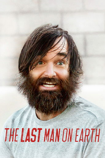 The poster features a man with a long beard and messy hair, wearing a gray t-shirt. The background is a blurred brick wall, and the title "THE LAST MAN ON EARTH" is displayed in bold red letters at the bottom. The overall mood is mysterious and intriguing, hinting at a dramatic story about humani...