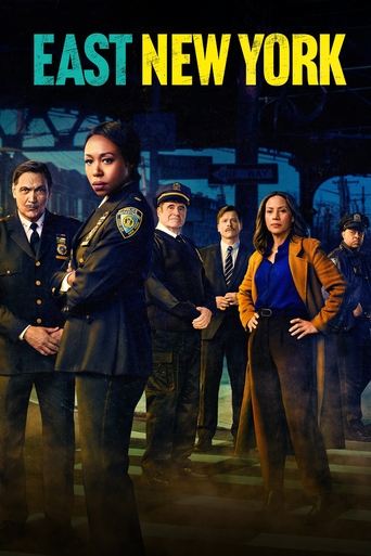 The poster features a group of diverse characters standing in a dimly lit, gritty urban setting. The central figure, a police officer in a dark uniform, commands attention with a serious expression. Surrounding him are other characters dressed in varied attire, suggesting a mix of professional an...