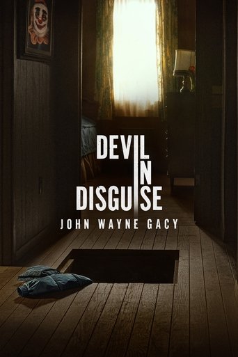 The poster features a dark, eerie hallway with a wooden floor and a dimly lit doorway. A figure in a blue shirt lies on the floor, adding to the unsettling atmosphere. The title "DEVIL IN DISGUISE" is prominently displayed in bold white letters, with the author's name below. The overall mood is m...
