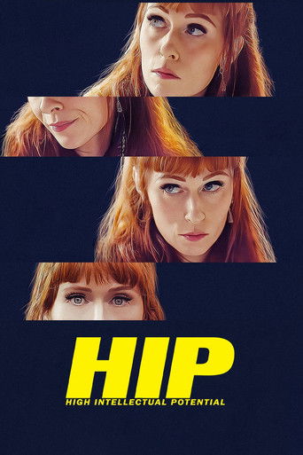 The poster features four women with red hair, each framed in a vertical strip against a dark blue background. The title "HIP" is prominently displayed in bold yellow letters, with the tagline "High Intellectual Potential" beneath it. The overall mood is mysterious and intriguing, suggesting a dra...