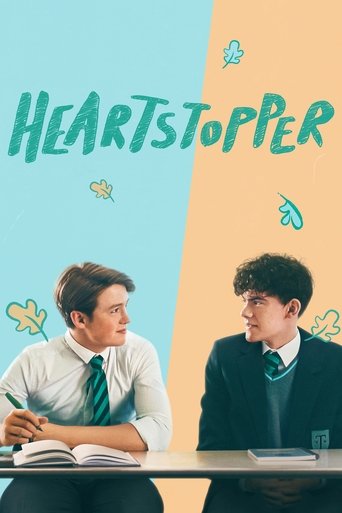 This poster features two students in a split blue and yellow design, creating a playful yet intimate atmosphere. The characters' casual attire and relaxed posture suggest a youthful, friendly vibe. The soft colors and whimsical elements evoke a sense of nostalgia and warmth, capturing the essence...