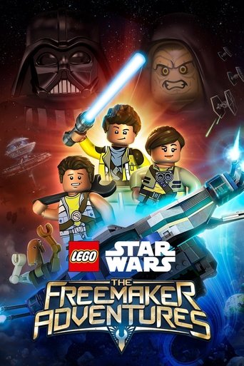 The poster features LEGO characters in space, with a dramatic starry background. The characters are surrounded by glowing lights and a spaceship, creating a dynamic and adventurous atmosphere. The LEGO logo and title are prominently displayed at the bottom.