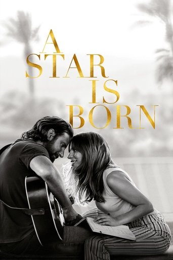 The poster features a tender moment between a man and woman, with the title "A Star Is Born" prominently displayed in bold gold letters. The warm, golden lighting evokes a nostalgic, romantic atmosphere, while the blurred background hints at a tropical setting.
