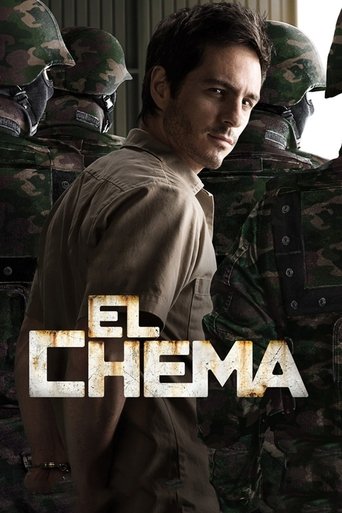 The poster features a man in a beige shirt standing amidst soldiers in camouflage uniforms, with the title "El Chema" prominently displayed in bold, distressed lettering. The muted earthy tones and gritty atmosphere evoke a sense of tension and drama, suggesting a story set in a rugged, possibly ...