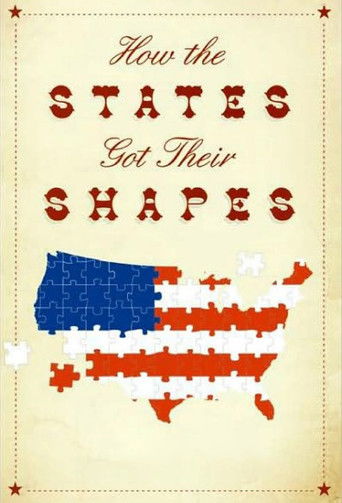 The poster features a vintage-style map of the United States made of puzzle pieces, with the states colored in red, white, and blue. The title "How the States Got Their Shapes" is written in a playful, handwritten font. The overall mood is nostalgic and humorous, suggesting a lighthearted explora...