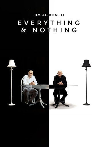 The poster features two men in a split black-and-white scene, one seated on the left and the other on the right, each with a floor lamp beside them. The stark contrast between the two halves creates a dramatic, contemplative mood, suggesting deep introspection or a philosophical debate.