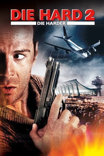 The poster features a gritty, intense scene with a man in a brown jacket holding a gun, set against a backdrop of a burning cityscape and an airplane. The fiery orange and red hues convey urgency and danger, while the dark tones of the background suggest a high-stakes action movie atmosphere.
