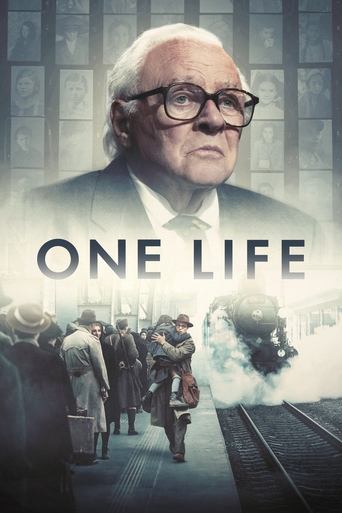 The poster features a somber portrait of an elderly man with glasses, set against a backdrop of blurred figures and a train. The muted tones and shadowy atmosphere evoke a sense of mystery and melancholy, hinting at the film's themes of time and memory.