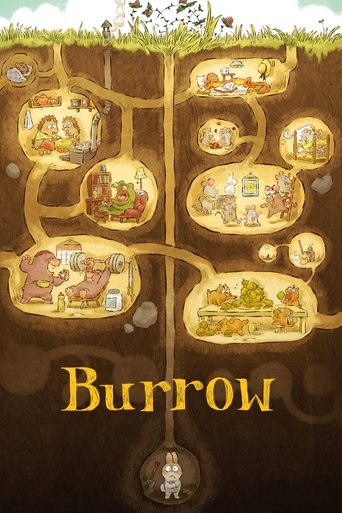 The poster features a whimsical underground map with glowing, golden paths leading to various scenes of people in cozy, rustic settings. The warm, earthy tones create a cozy, inviting mood, while the playful, cartoonish style suggests a charming, family-friendly adventure.