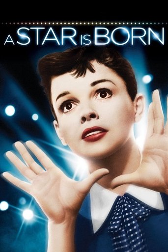 The poster features a young woman with short hair, wearing a blue tie, against a dark background with glowing lights. Her hands are raised near her face, and the title "A Star Is Born" is prominently displayed at the top. The overall mood is mysterious and mysterious, evoking a sense of wonder an...