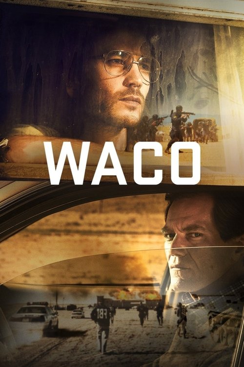 The poster features a gritty, sepia-toned image of a man with a serious expression, surrounded by soldiers in a desert setting. The bold white text "WACO" dominates the center, evoking a sense of urgency and historical drama. The muted colors and somber mood suggest a serious, possibly political ...