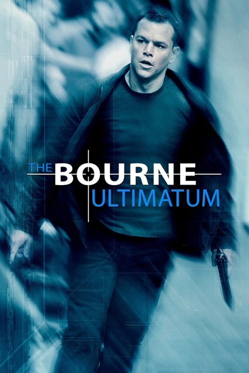 The poster features a man in a dark jacket and jeans, holding a gun, with a blurred background suggesting urgency. The cool blue tones and shadowy figures create a tense atmosphere, hinting at a high-stakes action thriller.