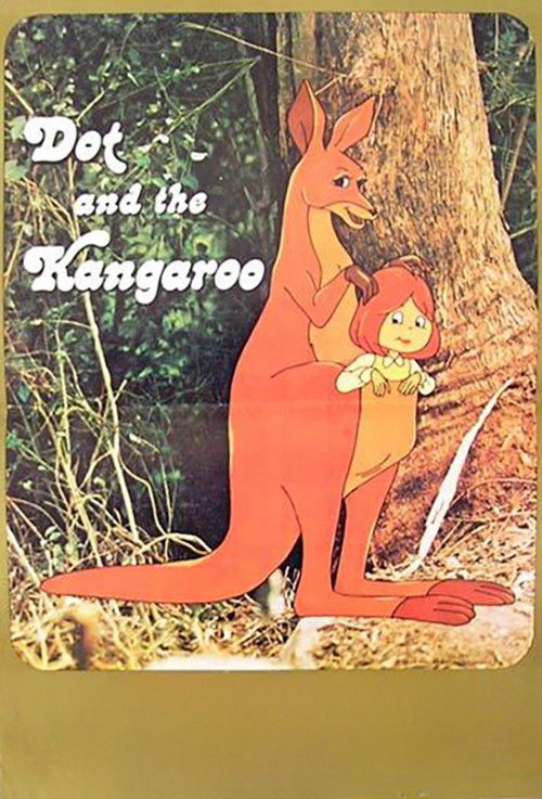 The poster features a vibrant orange kangaroo holding a small child, set against a lush green forest backdrop. The warm colors evoke a sense of adventure and innocence, capturing the playful spirit of the film.