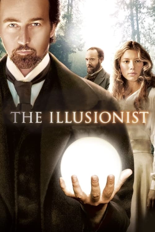 The poster features a man in a dark suit holding a glowing white sphere, with a woman and another man in the background. The colors are muted, with earthy tones and soft lighting. The mood is mysterious and slightly eerie, suggesting a supernatural or magical theme.