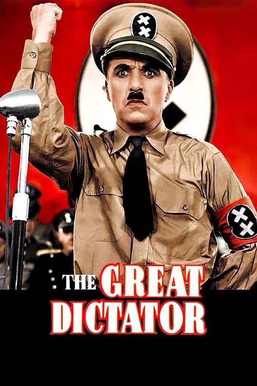 The poster features a determined Nazi officer in a military uniform, raising his fist against a backdrop of red and black. The title "The Great Dictator" is prominently displayed in bold, white letters. The overall mood is intense and ominous, reflecting the historical drama's themes of totalitar...