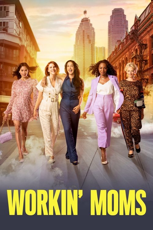 The poster features five women walking confidently down a sunlit street, exuding a warm, vibrant energy. The warm golden hues of the sky and buildings create a nostalgic, cheerful atmosphere. The bold yellow text at the bottom emphasizes the show's title, capturing its essence of family life and ...