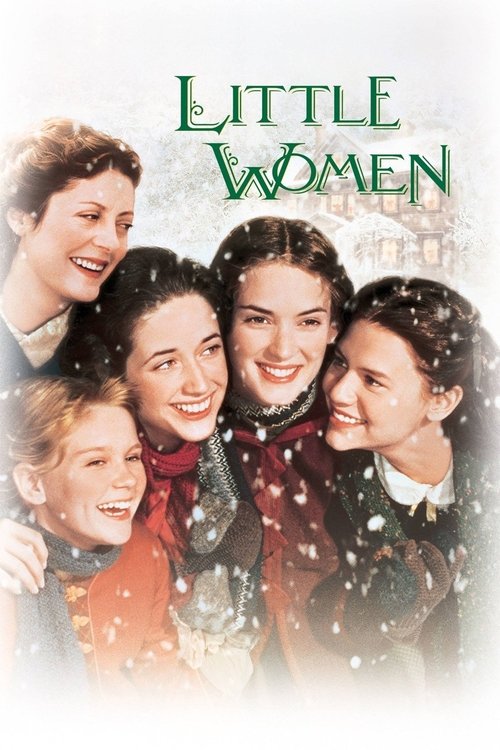 This movie poster features five young women in a cozy winter scene, exuding warmth and camaraderie. The soft pastel tones and gentle expressions convey a nostalgic, heartwarming atmosphere. The title "Little Women" is elegantly displayed at the top, hinting at the story's themes of friendship and...