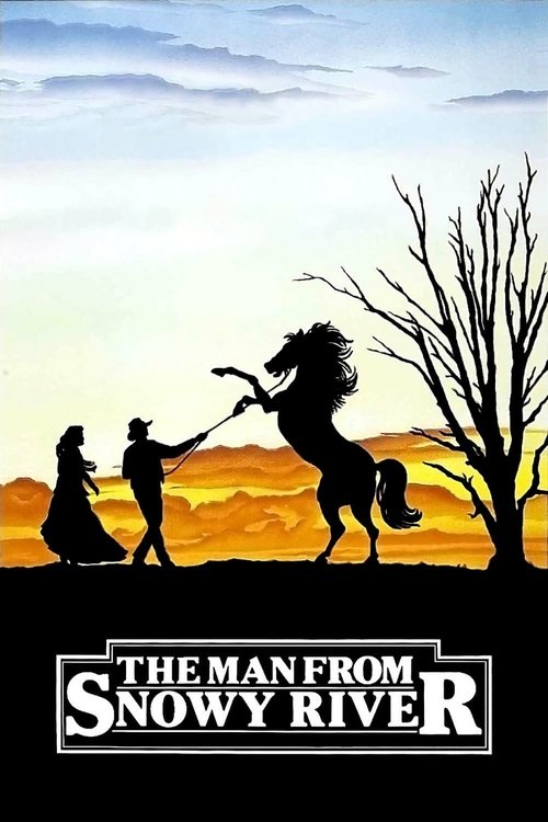 The poster features silhouettes of three figures against a dramatic sunset, with a lone, skeletal tree on the right. The warm orange and yellow hues evoke a sense of mystery and nostalgia, while the title at the bottom suggests a classic Western tale.