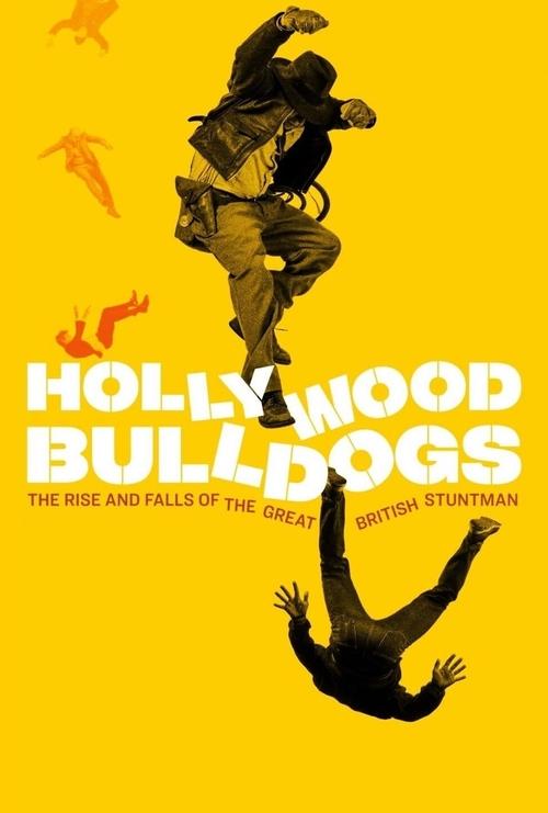 The poster features a striking yellow background with silhouettes of two men in mid-air, one jumping and the other falling. The bold white text announces the movie's title, while smaller text hints at its British origin. The dynamic poses and bold colors evoke a sense of action and drama.