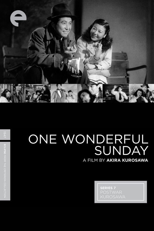 This black-and-white poster captures a nostalgic, heartwarming scene of two characters sharing a moment of laughter. The sepia-toned image evokes a sense of timeless charm, while the stark black background emphasizes the film's emotional depth. The title "One Wonderful Sunday" hints at a reflecti...