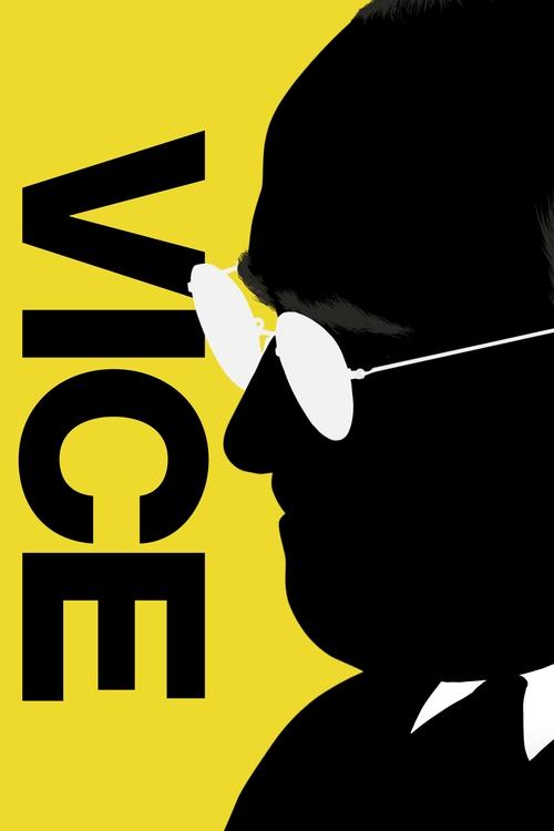 The poster features a stark black silhouette of a man in sunglasses against a vibrant yellow background, evoking a noir atmosphere. Bold typography spells out "VICE" in large, bold letters, suggesting a mysterious and enigmatic narrative.