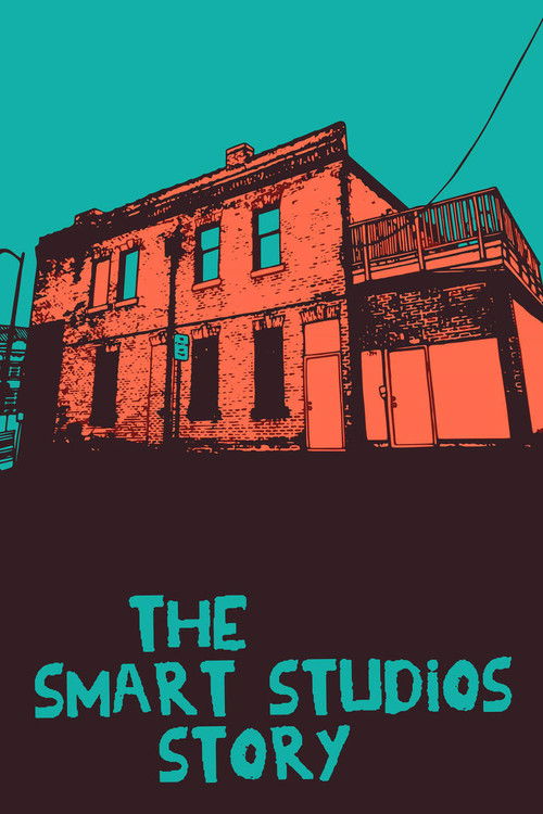 The poster features a weathered, orange-toned building against a teal sky, evoking a sense of decay and nostalgia. The text "THE SMART STUDIOS STORY" appears in bold, teal letters at the bottom, suggesting a blend of modern and old-world aesthetics. The muted color palette and slightly melancholi...