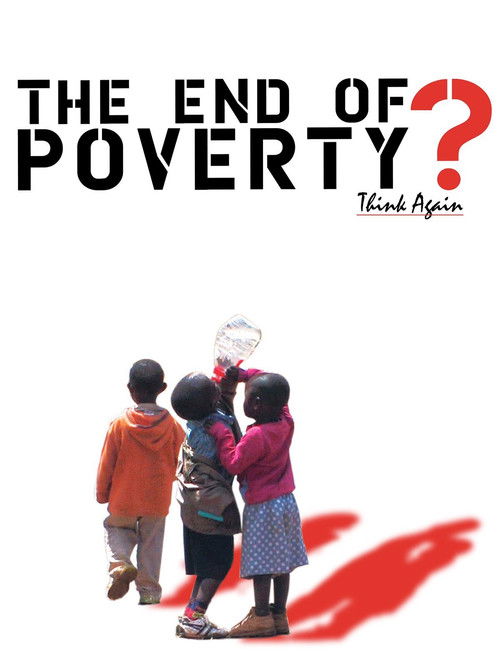 The poster features three children walking away from the viewer, symbolizing hope and resilience against poverty. The warm orange and purple tones evoke a sense of warmth and optimism, while the bold red question mark adds a touch of urgency and hope. The minimalist design emphasizes the powerful...