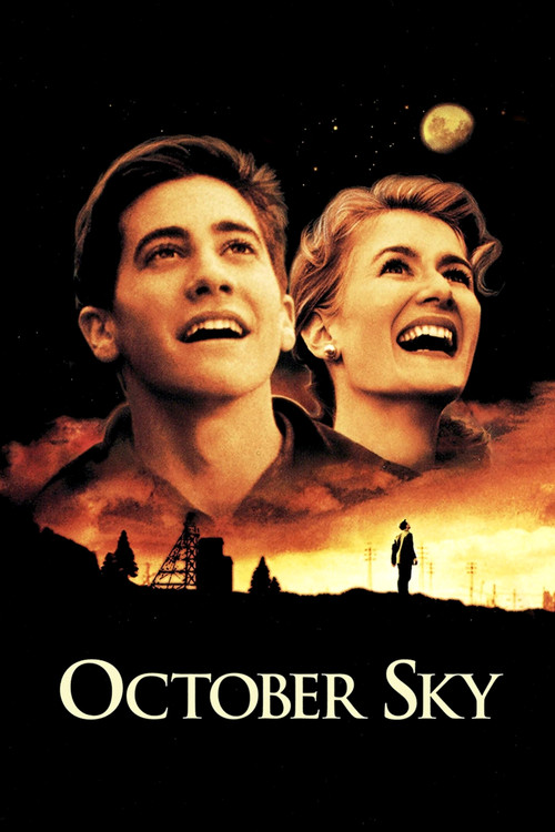 The poster features two smiling young men and a woman against a dramatic sunset sky, evoking a sense of adventure and optimism. The warm colors of orange and yellow blend with the deep blue of the night sky, creating a nostalgic and hopeful atmosphere.