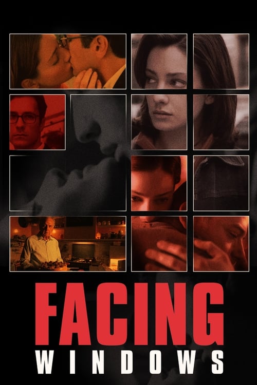 The poster features a grid of emotional close-ups, capturing intense expressions and dramatic lighting. Dominating the bottom is bold red text against a black background, evoking mystery and suspense. The overall mood is dark and cinematic, hinting at a thriller or drama with high stakes.