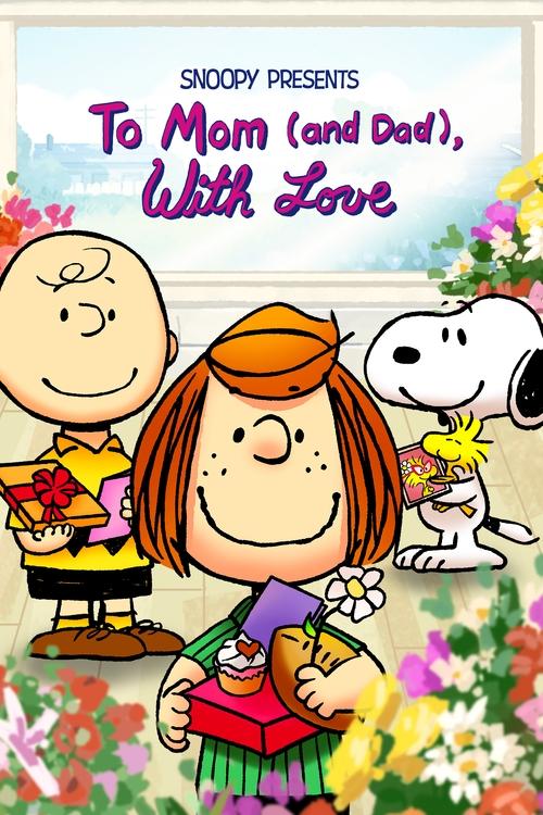 This vibrant poster features Snoopy, Charlie Brown, and Lucy in a cheerful scene, surrounded by colorful flowers and a sunny sky. The warm tones and playful expressions convey a joyful, heartwarming mood perfect for a family-friendly movie.