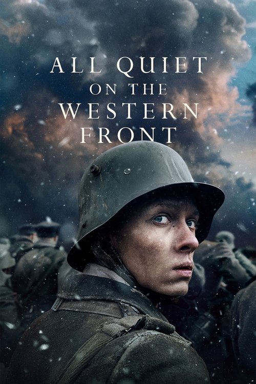 The poster features a soldier in a helmet, looking determined against a stormy sky. The muted colors and somber tones evoke a sense of hardship and resilience.