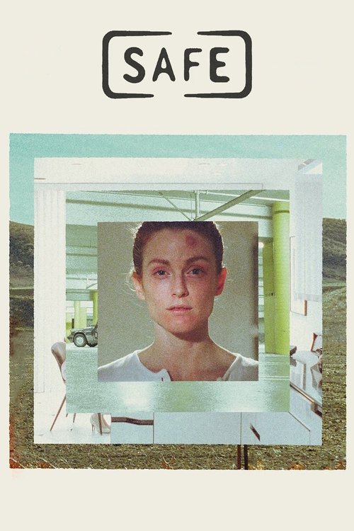 The poster features a young man in a white shirt framed within a retro-style film strip, evoking a nostalgic, cinematic mood. The muted background and soft colors suggest a quiet, reflective atmosphere, while the bold "SAFE" text at the top hints at a serious or reassuring theme.