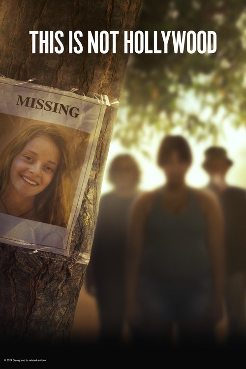 The poster features a young girl with a missing person tag on a tree, evoking sadness and mystery. Silhouetted figures in the background suggest a group of people, possibly fans or cast members, watching the show. The warm, golden lighting creates a nostalgic atmosphere, hinting at the show's con...