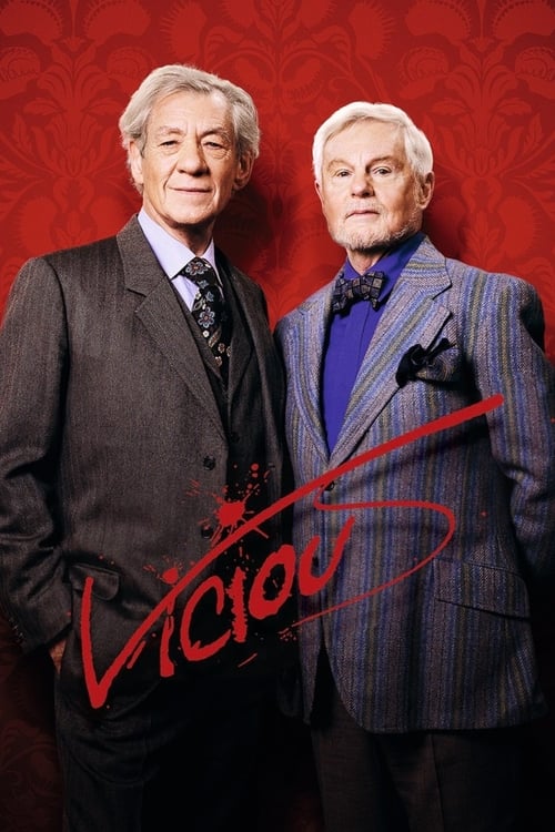 Two distinguished men stand against a red backdrop, exuding sophistication with formal suits and elegant accessories. The poster conveys a sense of intrigue and drama, hinting at the complex relationships and dramatic conflicts central to the show.